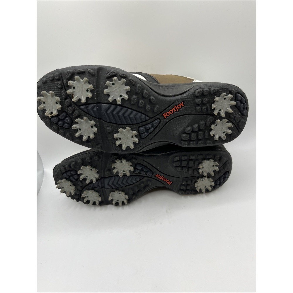 Footjoy Junior Golf Spikes Youth Size 3M Brown & White Oxford Soft Shoes Cleats - Picture 5 of 6